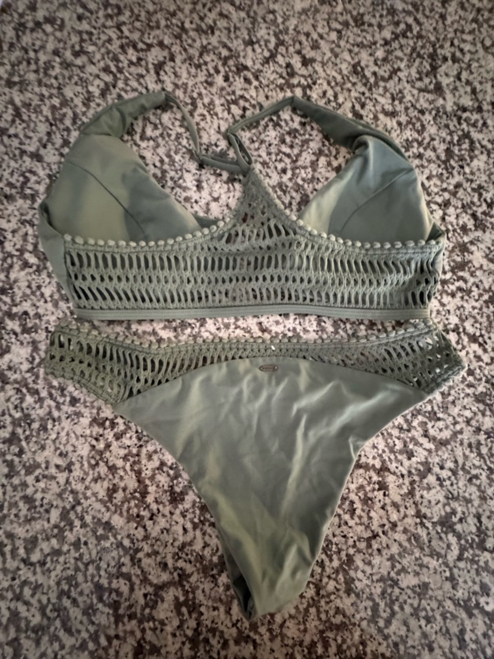 Rip Curl Olive Green Crochet-Back Bikini Set - Picture 3 of 4